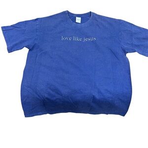Blue T Shirt with 'Love Like Jesus' Print